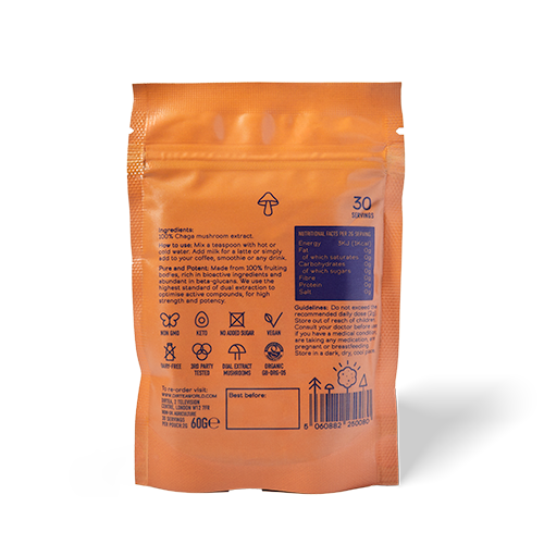 Dirtea Mushroom Powder Chaga Rear Packaging