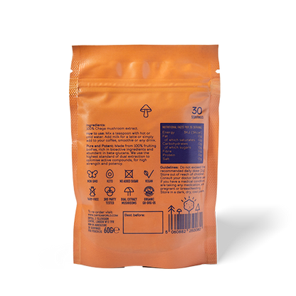 Dirtea Mushroom Powder Chaga Rear Packaging